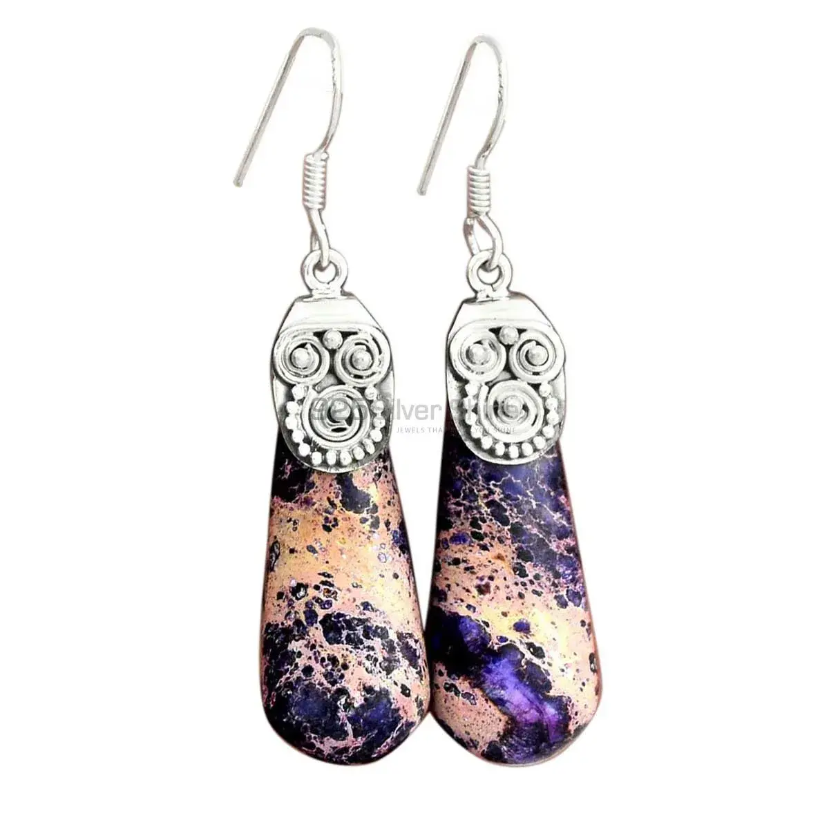 Genuine Sea Sediment Jasper Gemstone Earrings In 925 Sterling Silver Jewelry 925SE2526_2