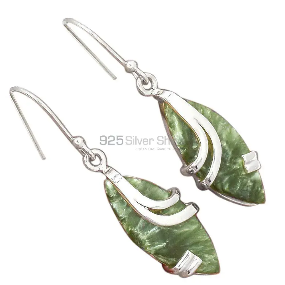 Genuine Seraphinite Gemstone Earrings In 925 Sterling Silver 925SE2104_1