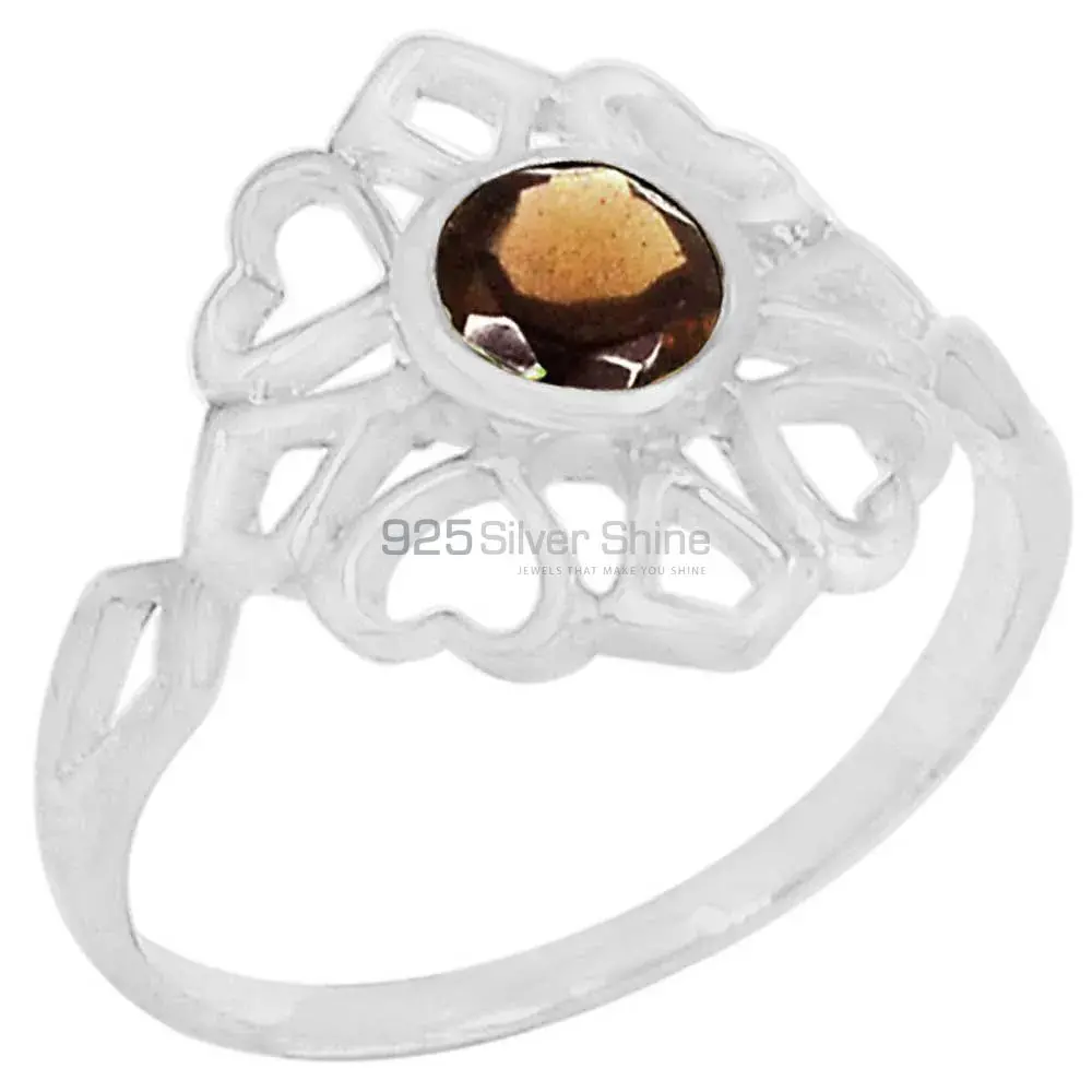 Genuine Smoky Quartz Gemstone Handmade Ring In 925 Silver 925SR091-1