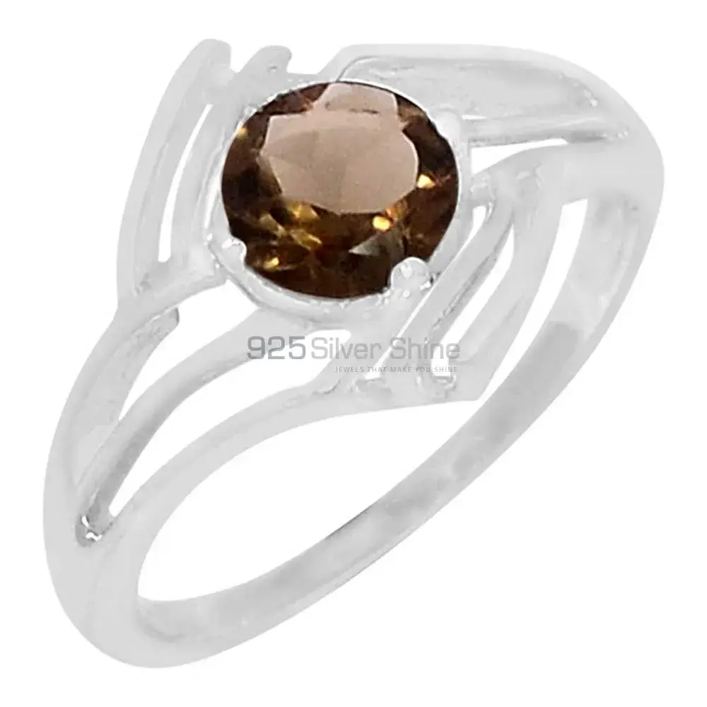 Genuine Smoky Quartz Gemstone Ring In 925 Solid Silver 925SR060-6_0