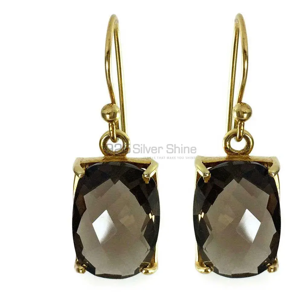 Genuine Smoky Quartz Gemstone Earrings In 925 Sterling Silver Jewelry 925SE1355_0