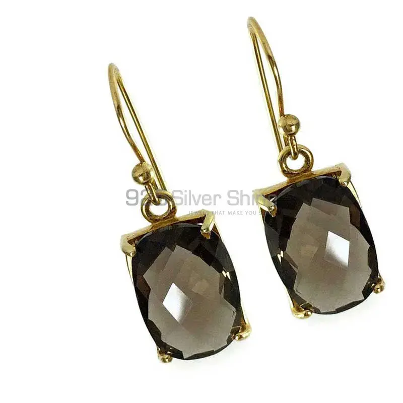 Genuine Smoky Quartz Gemstone Earrings In 925 Sterling Silver Jewelry 925SE1355_1