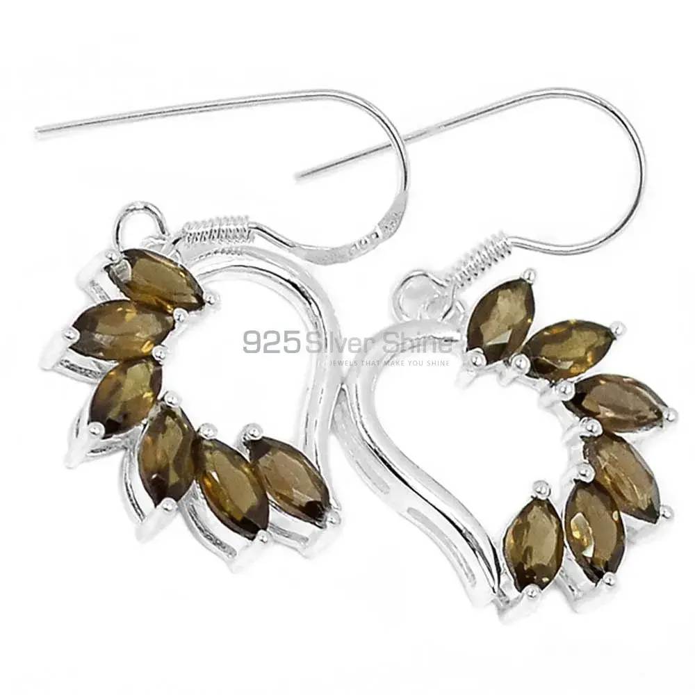 Genuine Smoky Quartz Gemstone Earrings Wholesaler In 925 Sterling Silver Jewelry 925SE413