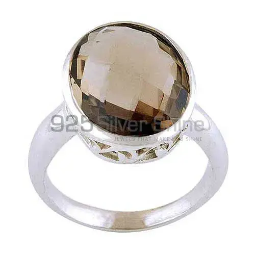 Genuine Smoky Quartz Gemstone Rings Manufacturer In 925 Sterling Silver Jewelry 925SR4058