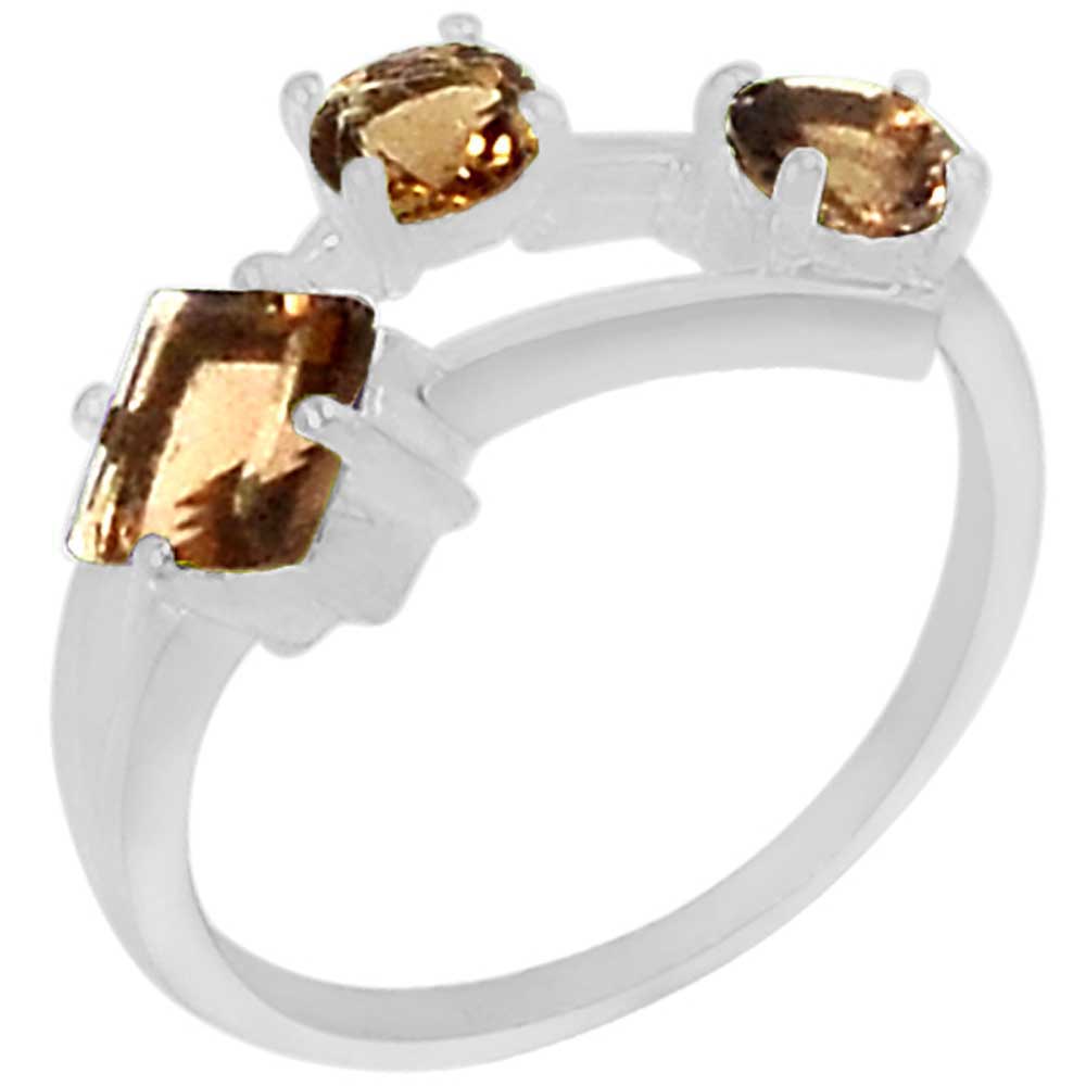 Genuine Smoky Quartz Gemstone Rings In 925 Sterling Silver Jewelry 925SR952