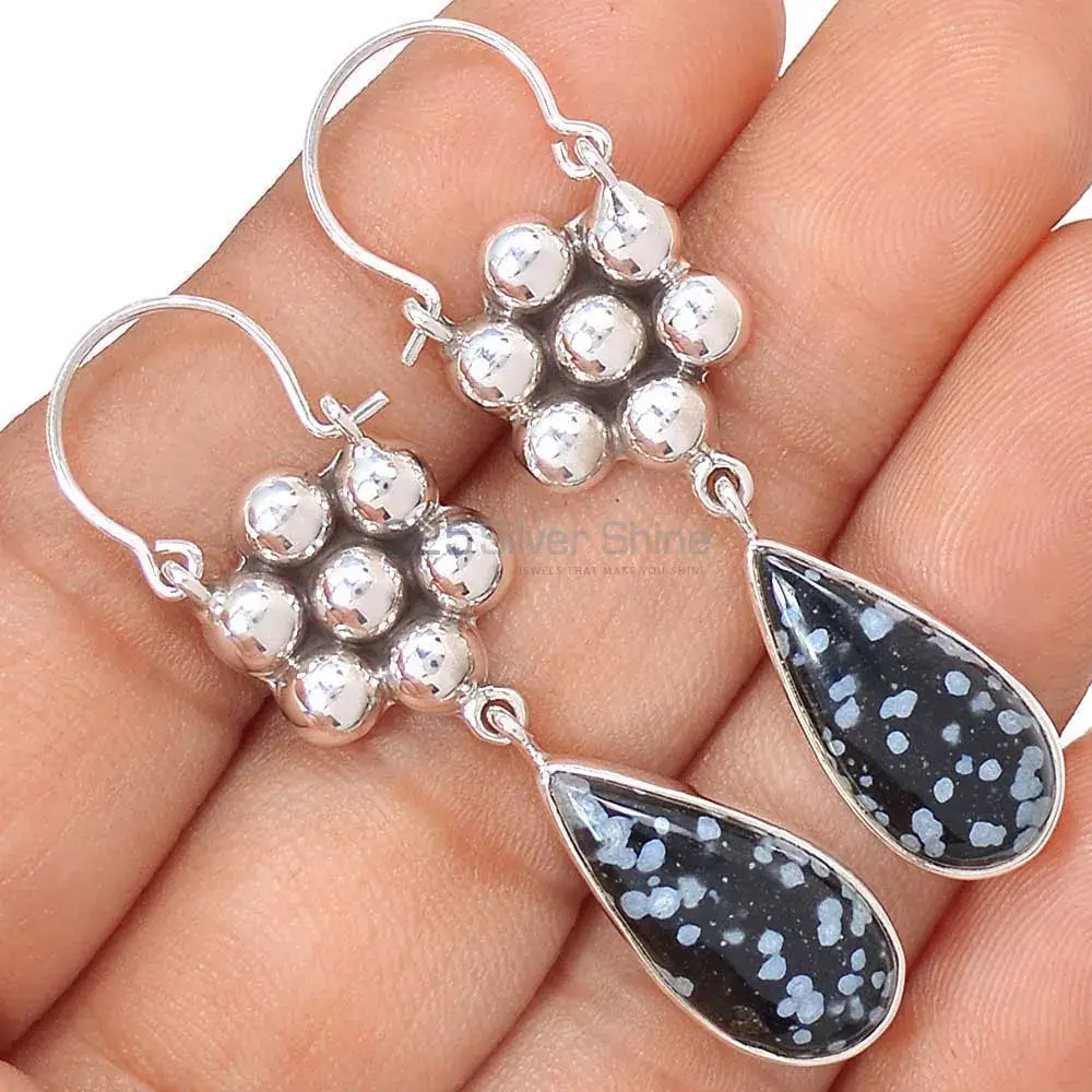 Genuine Snow Flax Gemstone Earrings Wholesaler In 925 Sterling Silver Jewelry 925SE3078_0