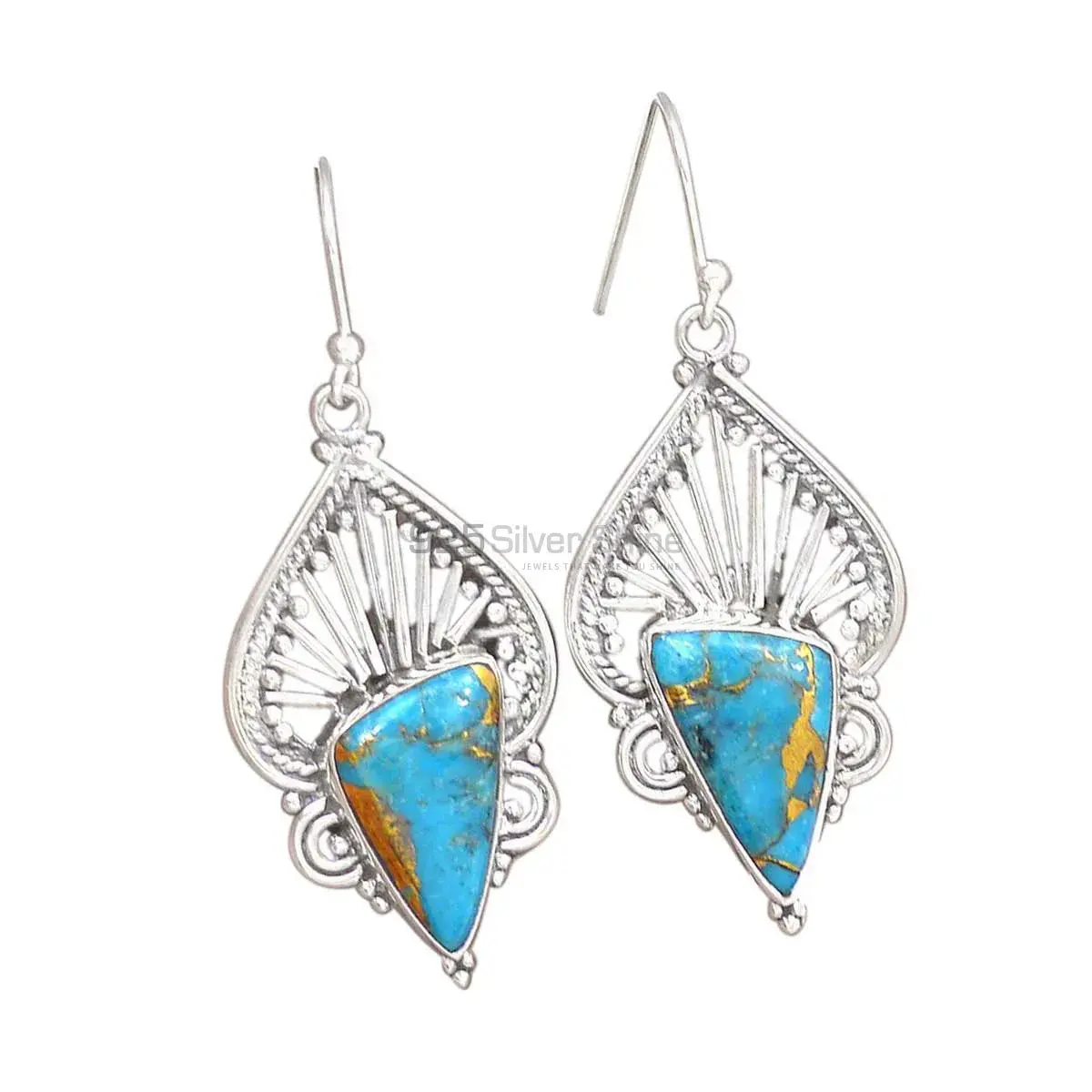 Genuine Turquoise Gemstone Earrings In 925 Sterling Silver 925SE2654_0