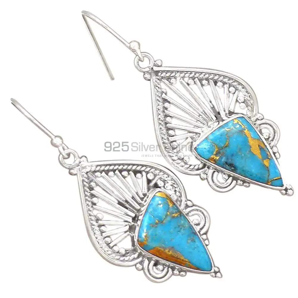 Genuine Turquoise Gemstone Earrings In 925 Sterling Silver 925SE2654_0