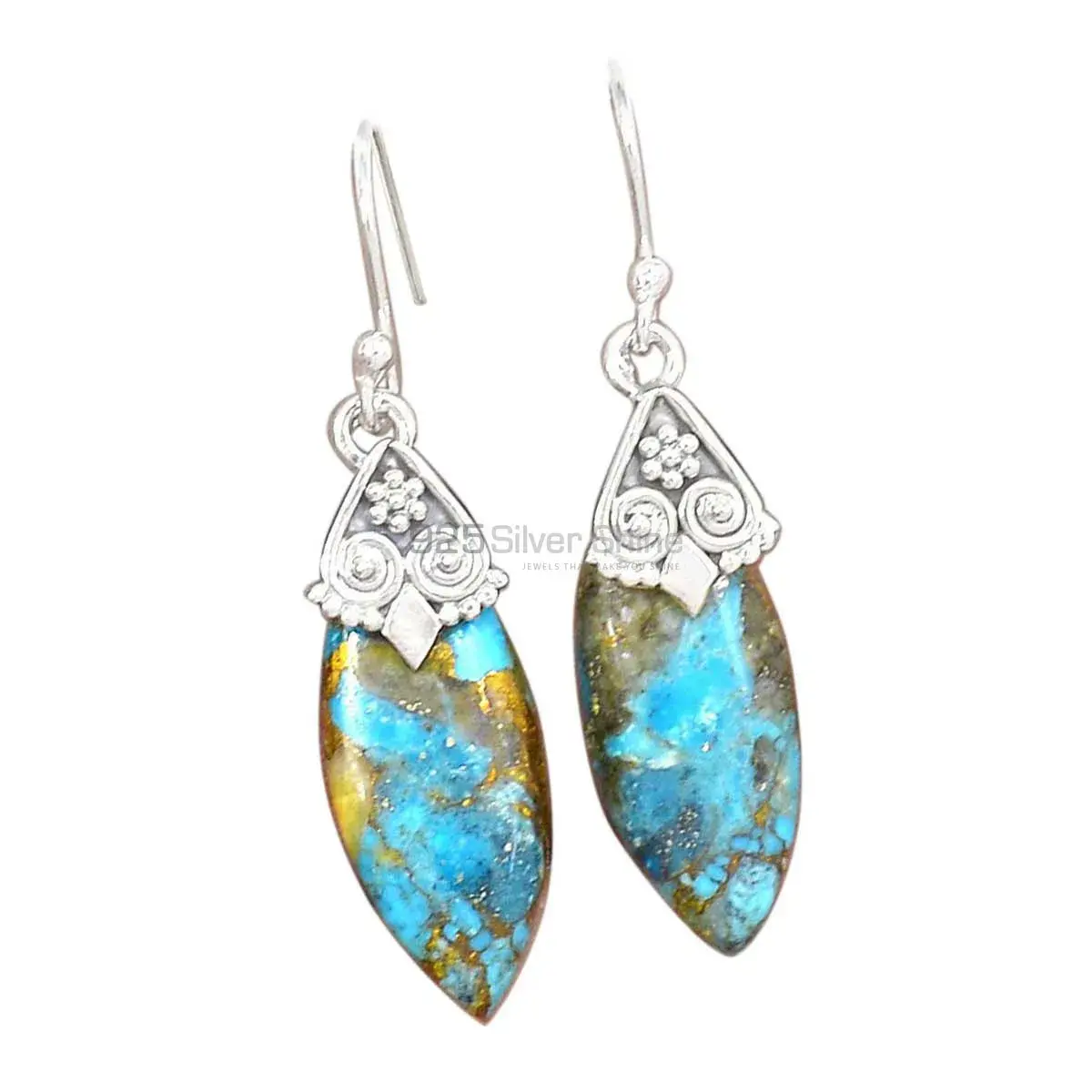 Genuine Turquoise Gemstone Earrings In 925 Sterling Silver 925SE2975