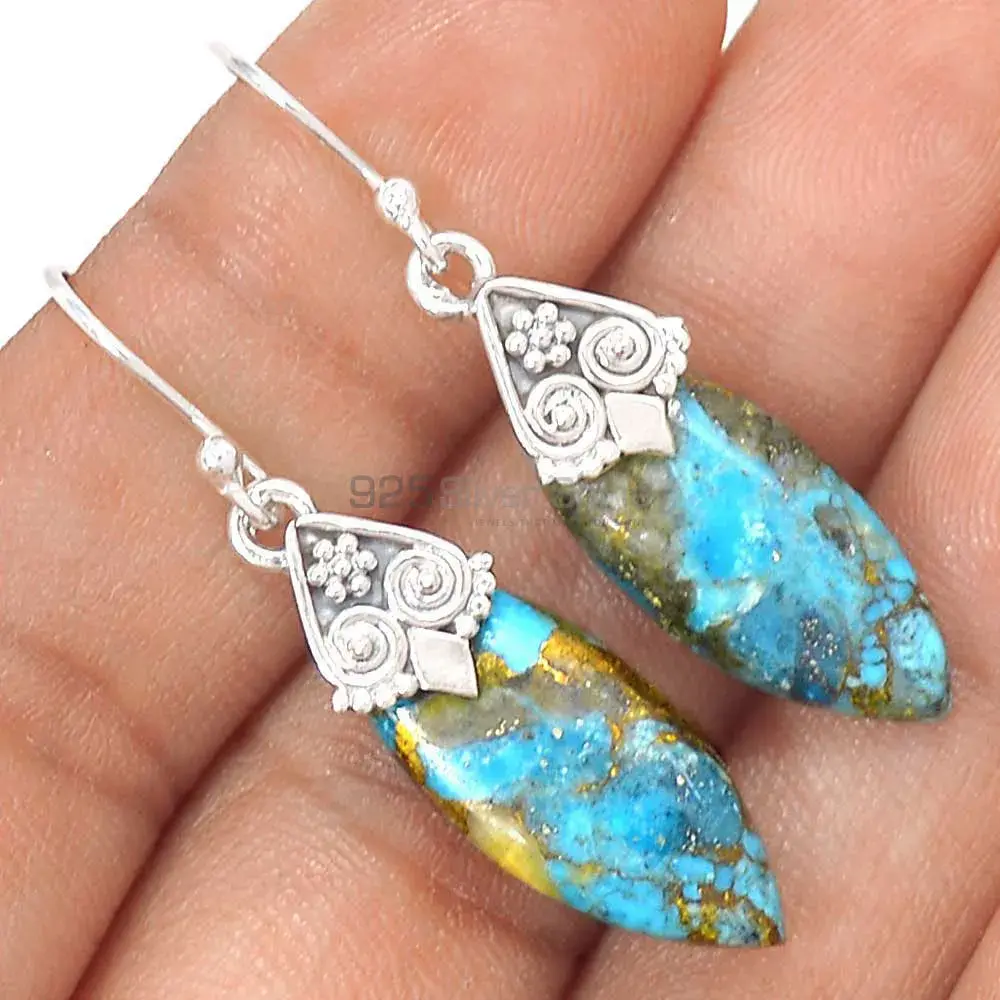 Genuine Turquoise Gemstone Earrings In 925 Sterling Silver 925SE2975_0