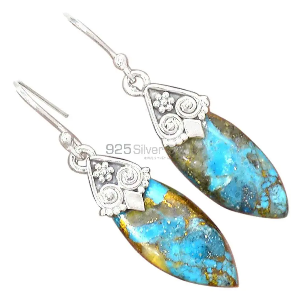 Genuine Turquoise Gemstone Earrings In 925 Sterling Silver 925SE2975_1