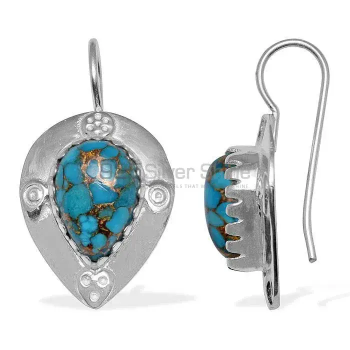 Genuine Turquoise Gemstone Earrings In 925 Sterling Silver 925SE863