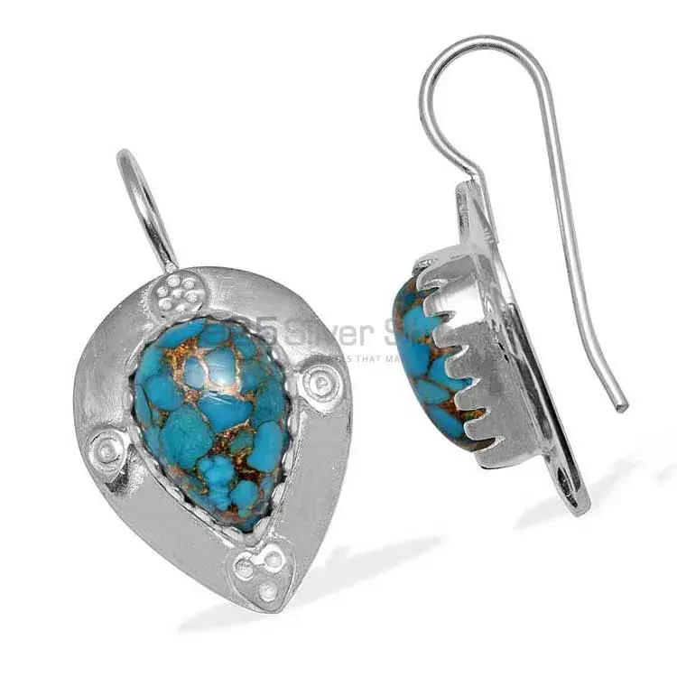 Genuine Turquoise Gemstone Earrings In 925 Sterling Silver 925SE863_0