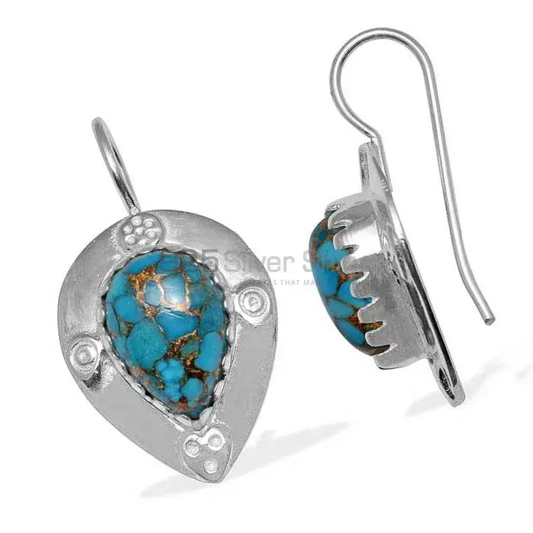 Genuine Turquoise Gemstone Earrings In 925 Sterling Silver 925SE863_1