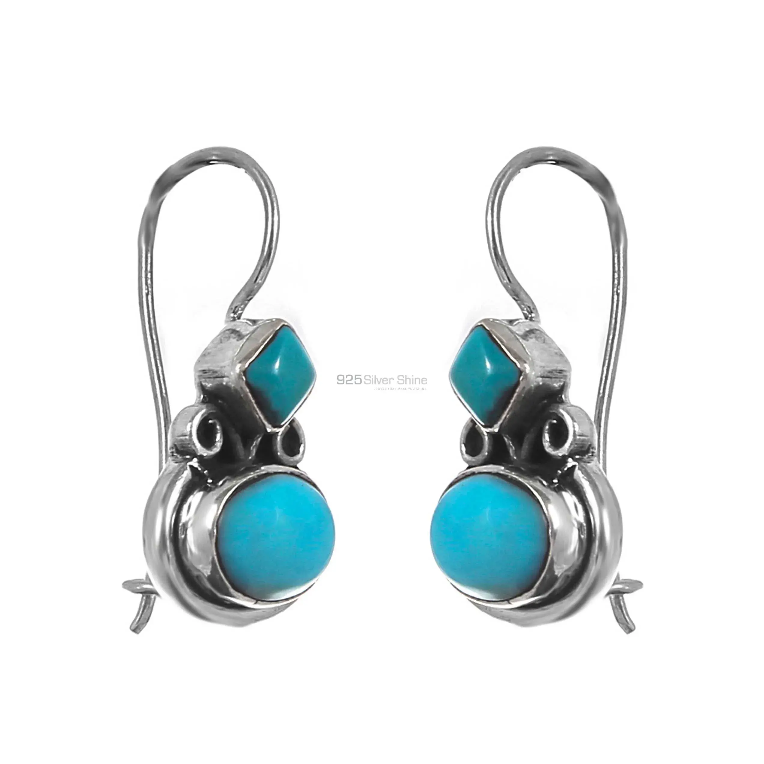 Genuine Turquoise Gemstone Earrings In Solid 925 Silver 925SE234_0