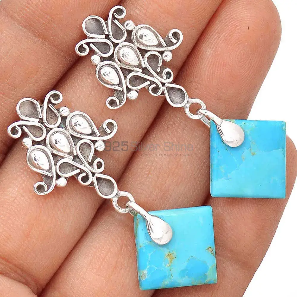 Genuine Turquoise Gemstone Earrings Wholesaler In 925 Sterling Silver Jewelry 925SE2049_0