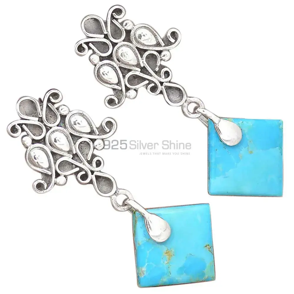 Genuine Turquoise Gemstone Earrings Wholesaler In 925 Sterling Silver Jewelry 925SE2049_1