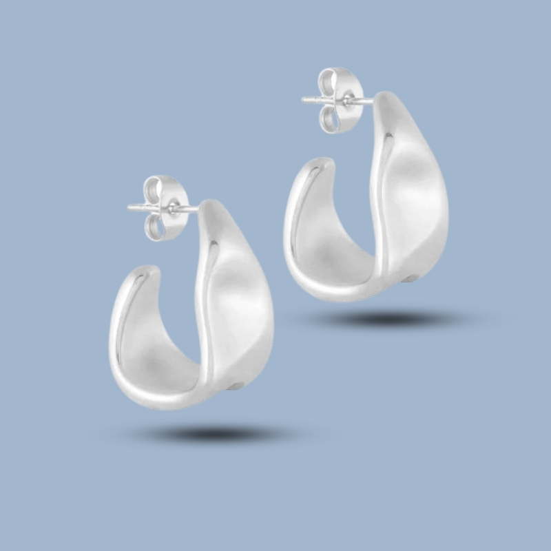 Geometry Europe 925 Sterling Silver Classic Hoops Earring 925She340_0