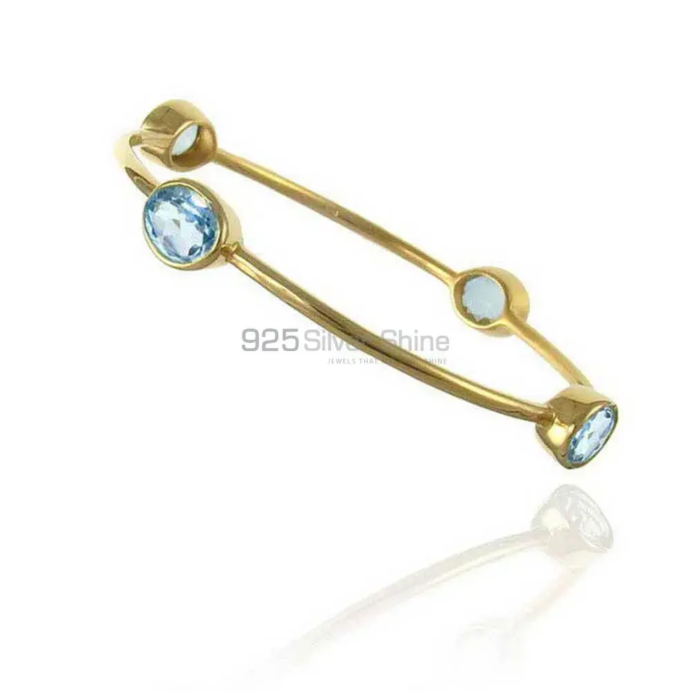 Gold Plated 925 Solid Silver Bracelets In Synthetic Blue Topaz Gemstone 925SSB82_0