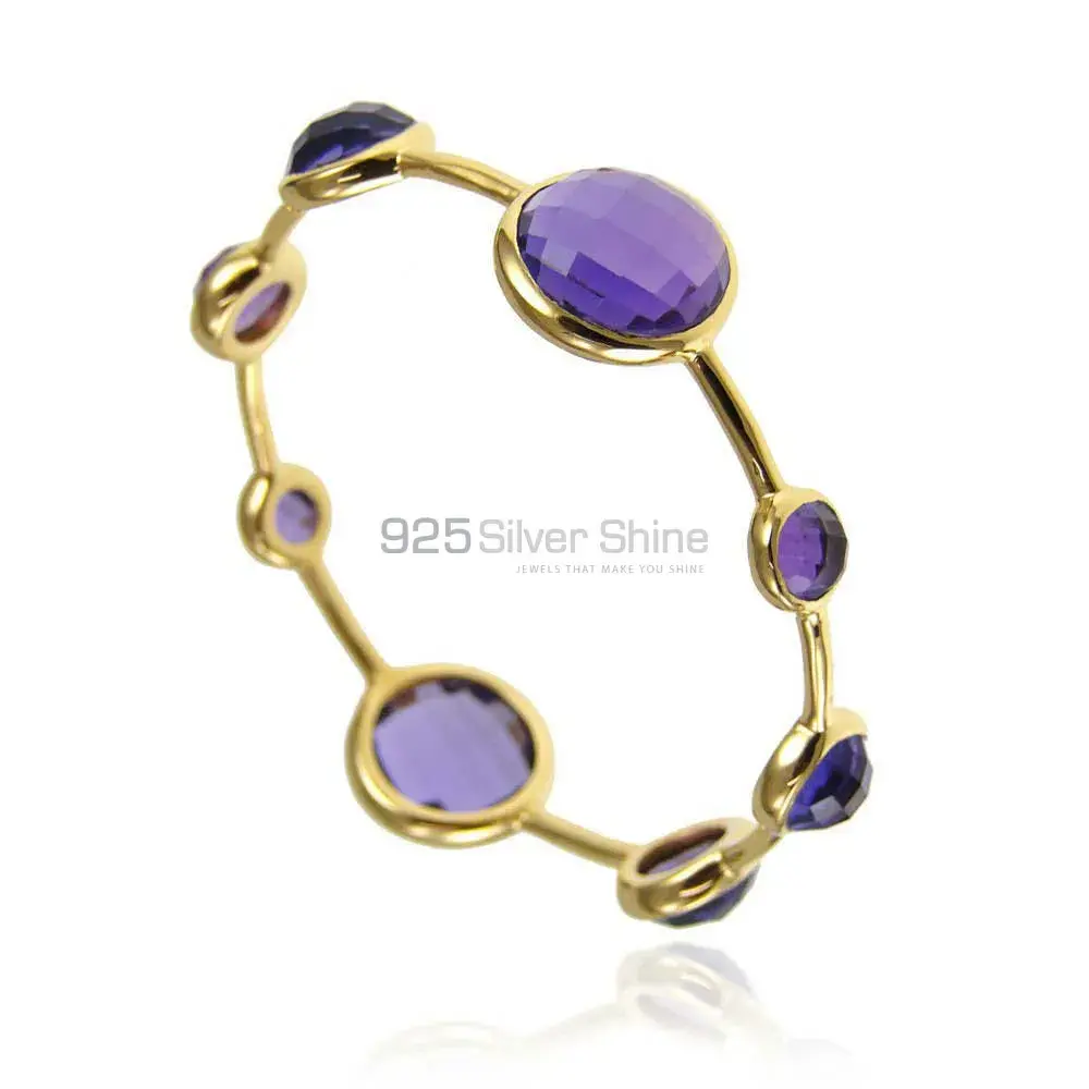 Gold Plated Amethyst Gemstone Bracelet In Sterling Silver Jewelry 925SSB66