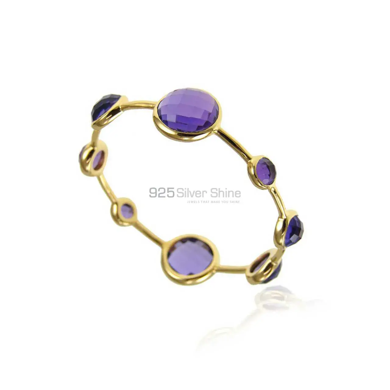 Gold Plated Amethyst Gemstone Bracelet In Sterling Silver Jewelry 925SSB66_0