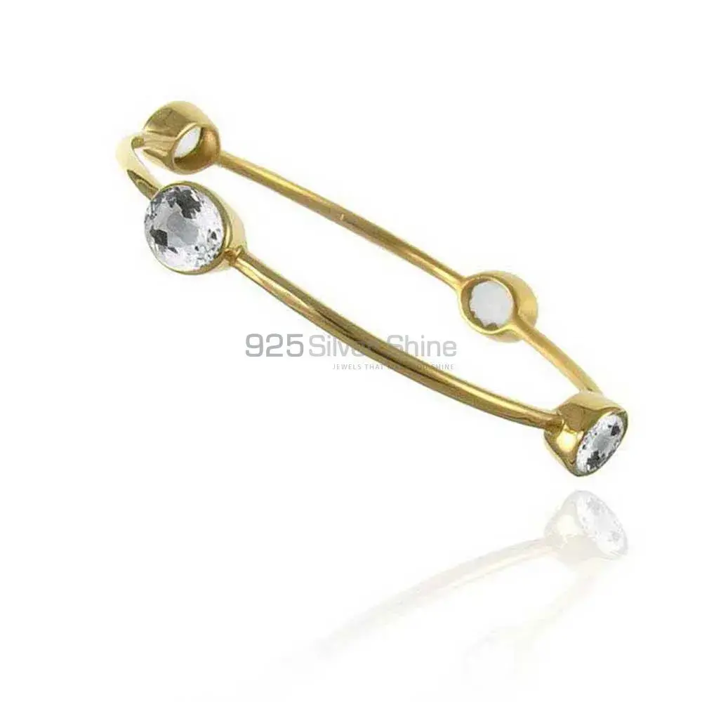Gold Plated Crystal Semi Precious Gemstone Bracelet In Sterling Silver Jewelry 925SSB90