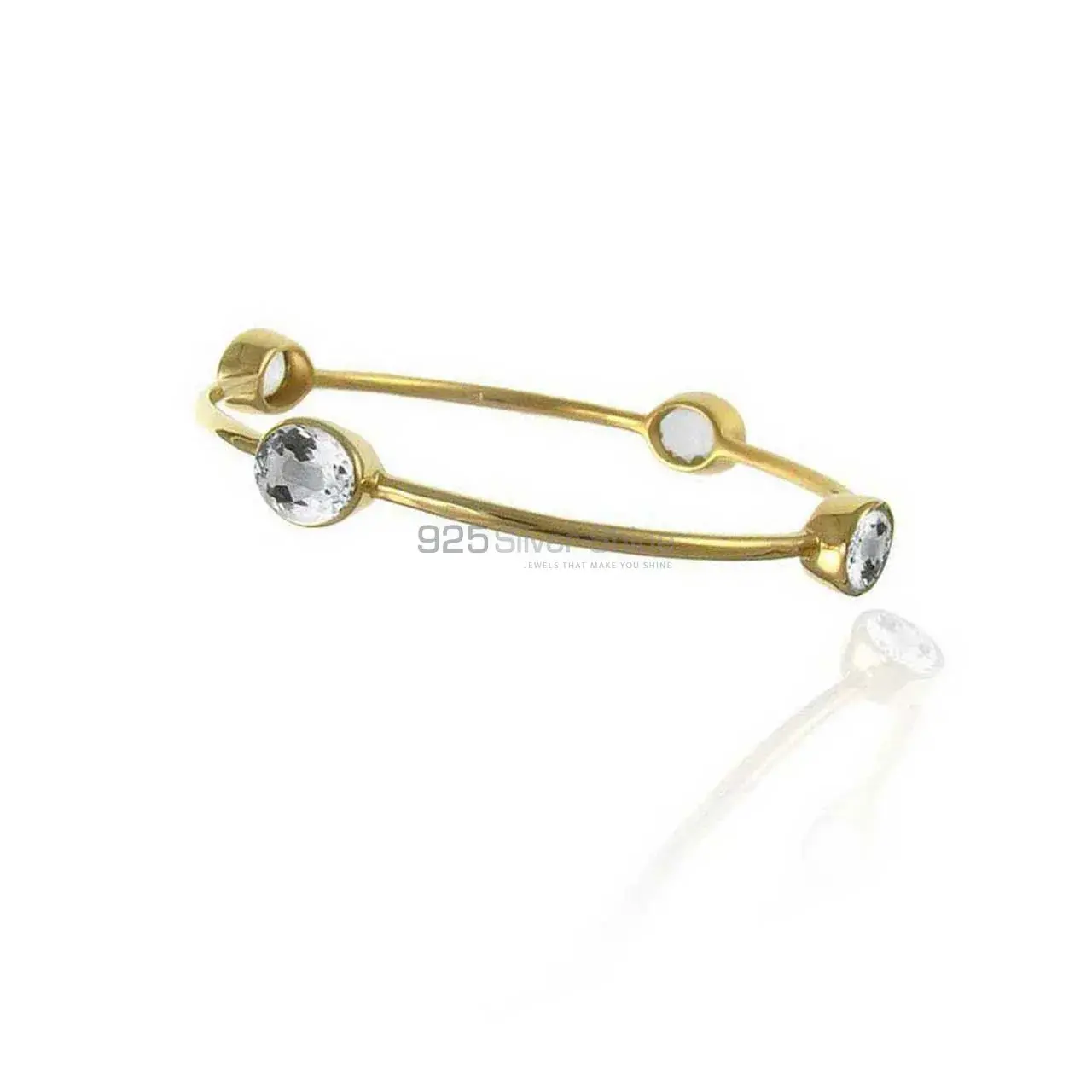 Gold Plated Crystal Semi Precious Gemstone Bracelet In Sterling Silver Jewelry 925SSB90_0
