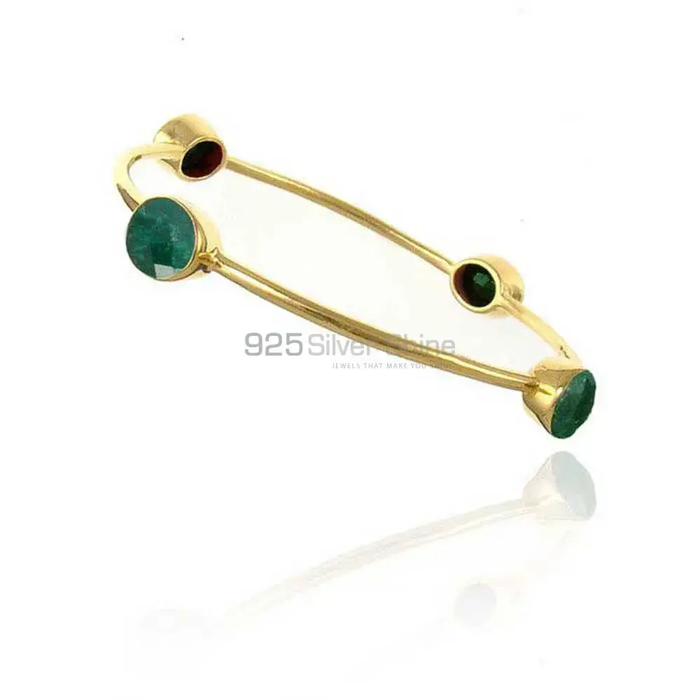 Gold Plated Green Onyx Gemstone Bracelet In Sterling Silver Jewelry 925SSB88