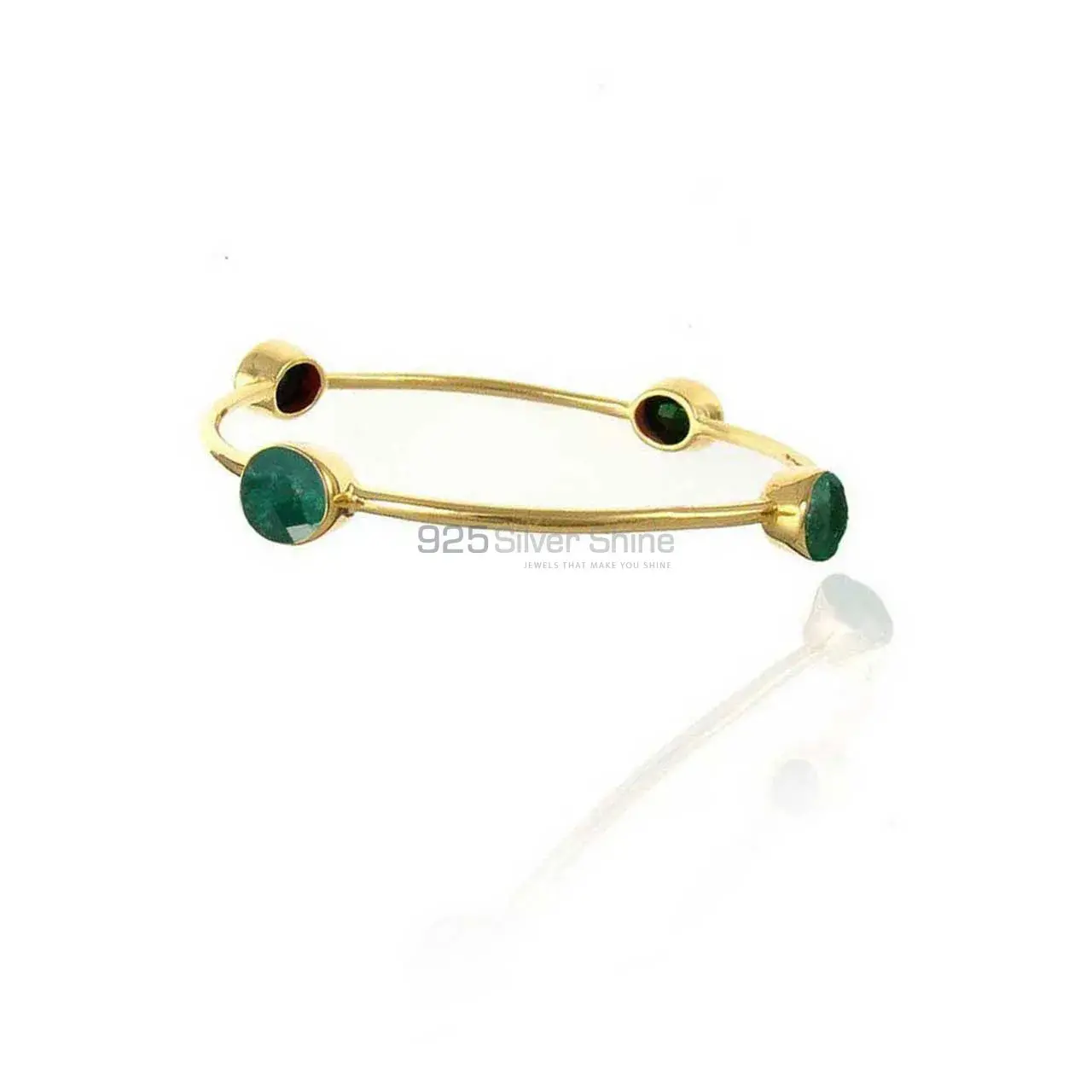 Gold Plated Green Onyx Gemstone Bracelet In Sterling Silver Jewelry 925SSB88_0