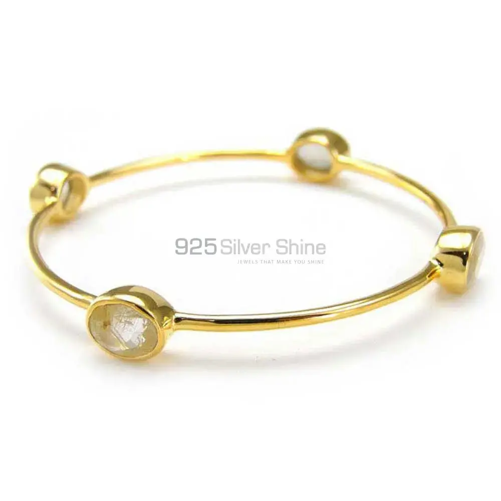Golden Rutile Gemstone Bracelet In Gold Plated Sterling Silver Jewelry 925SSB90-1
