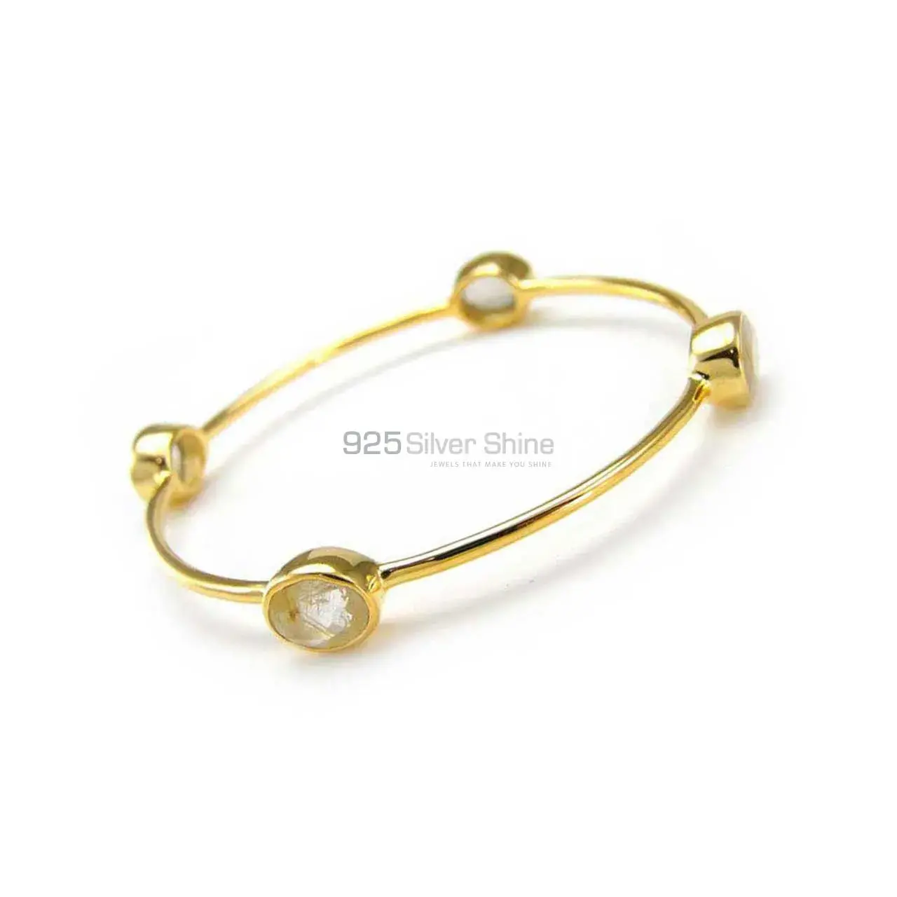Golden Rutile Gemstone Bracelet In Gold Plated Sterling Silver Jewelry 925SSB90-1_0