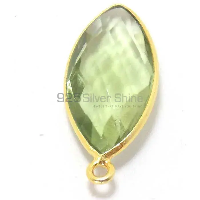 Green Amethyst Quartz Marquise Gemstone Single Bail Bezel Sterling Silver Gold Vermeil Gemstone Connector 925GC267_0