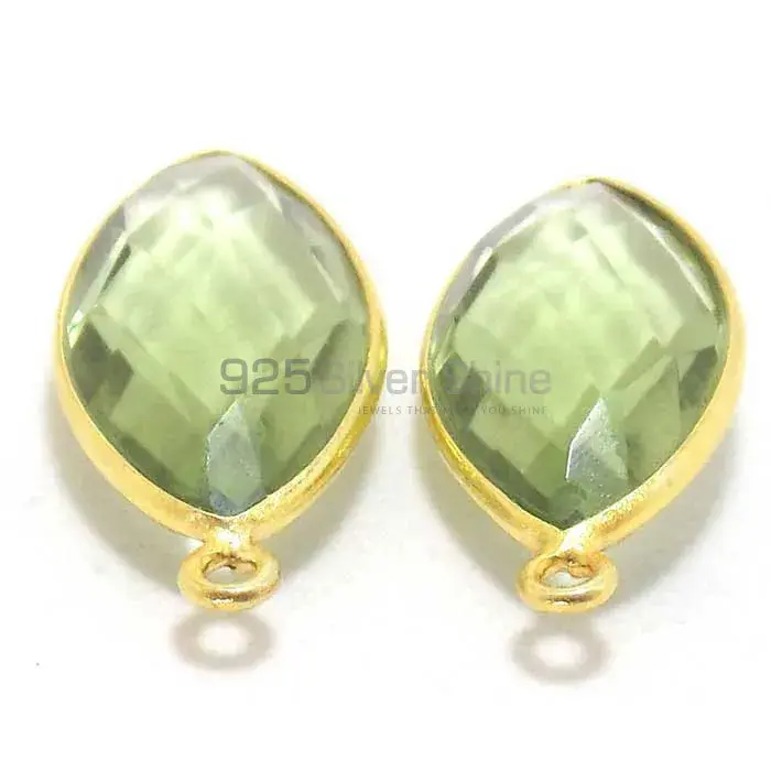 Green Amethyst Quartz Marquise Gemstone Single Bail Bezel Sterling Silver Gold Vermeil Gemstone Connector 925GC267_2