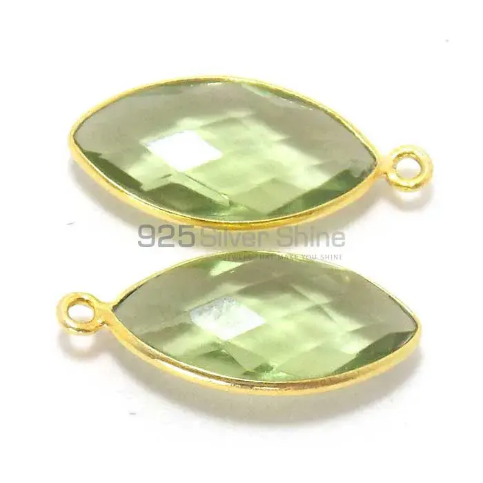 Green Amethyst Quartz Marquise Gemstone Single Bail Bezel Sterling Silver Gold Vermeil Gemstone Connector 925GC267_3