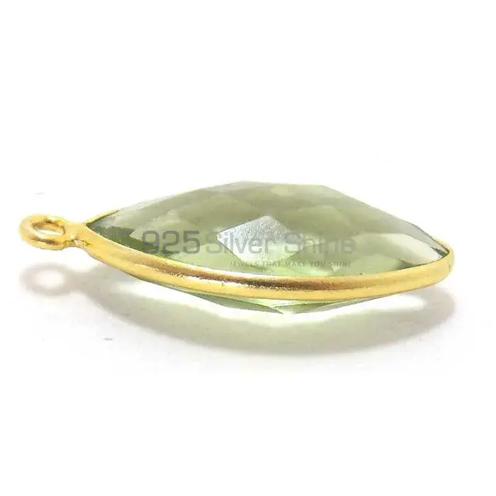 Green Amethyst Quartz Marquise Gemstone Single Bail Bezel Sterling Silver Gold Vermeil Gemstone Connector 925GC267_4