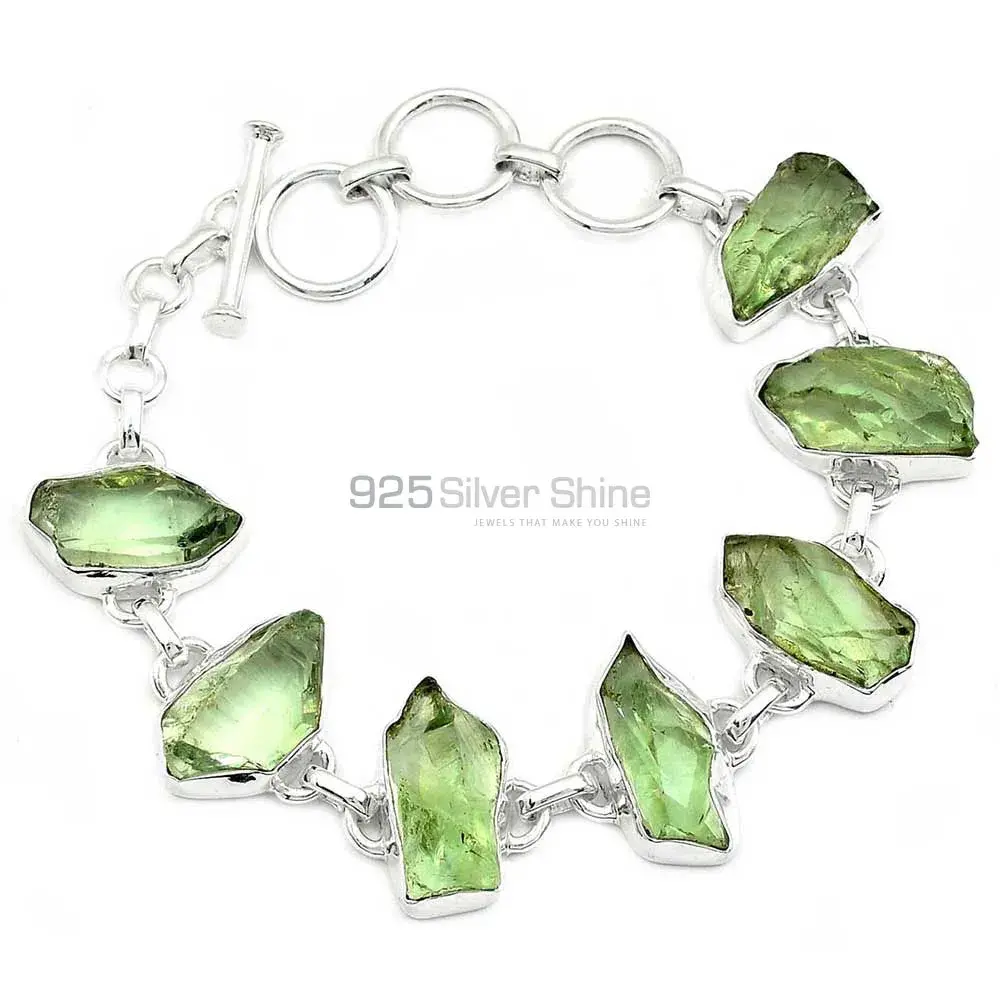 Green Amethyst Gemstone Handmade Bracelets In 925 Sterling Silver Jewelry 925SB289