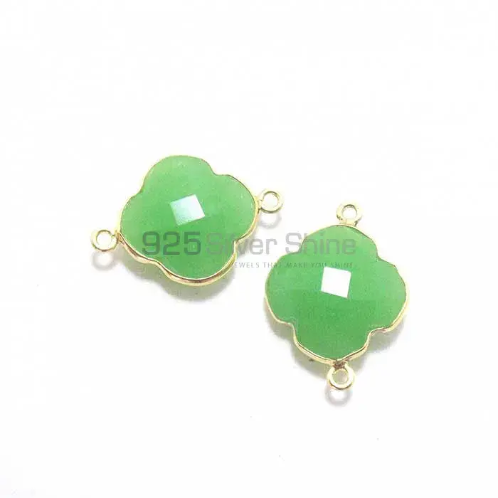 Green Chalcedony Flower Gemstone Double Bail Bezel Sterling Silver Gold Vermeil Gemstone Connector 925GC218_4