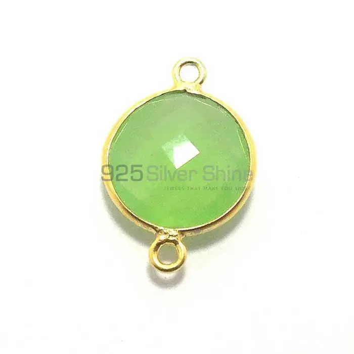 Green Chalcedony Round Gemstone Double Bail Bezel Sterling Silver Gold Vermeil Gemstone Connector 925GC225_4