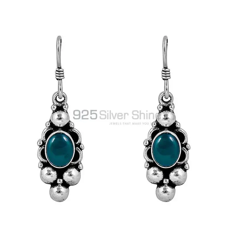 Green Onyx Gemstone Earring In Sterling Silver Jewelry 925SE102_1