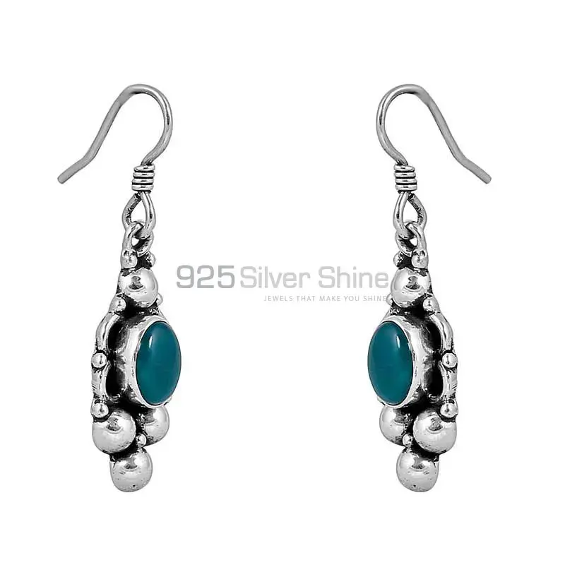 Green Onyx Gemstone Earring In Sterling Silver Jewelry 925SE102_0