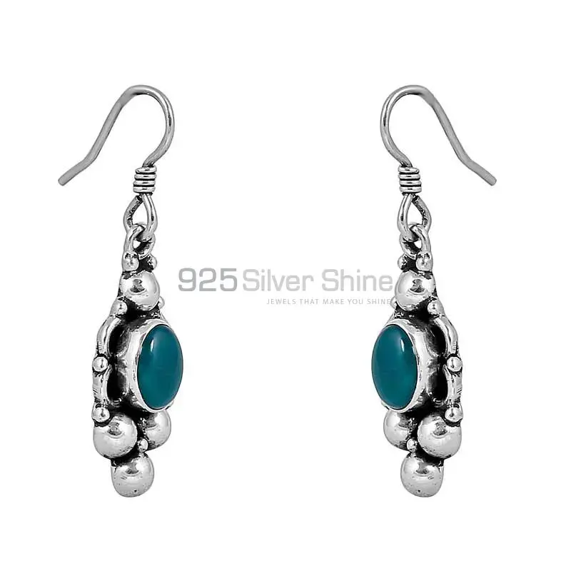 Green Onyx Gemstone Earring In Sterling Silver Jewelry 925SE102_2