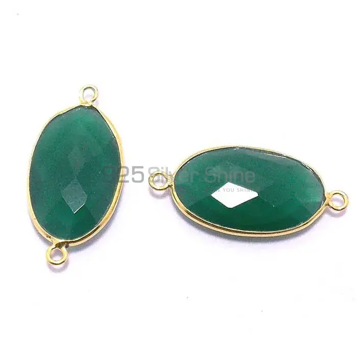 Green Onyx Oval Gemstone Double Bail Bezel Sterling Silver Gemstone Connector 925GC230_4