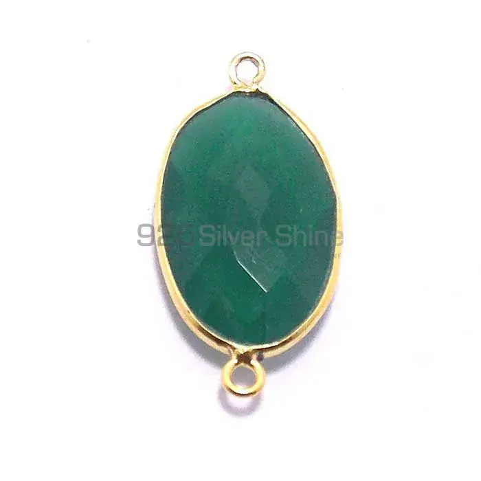 Green Onyx Oval Gemstone Double Bail Bezel Sterling Silver Gemstone Connector 925GC230_5