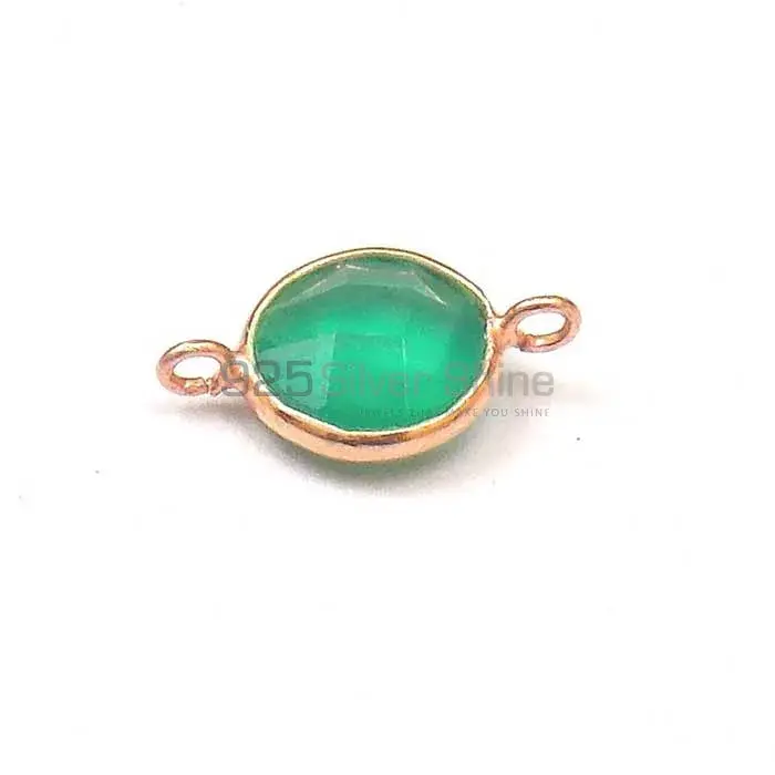 Green Onyx Round Gemstone Double Bail Bezel Sterling Silver Gold Vermeil Gemstone Connector 925GC350_0