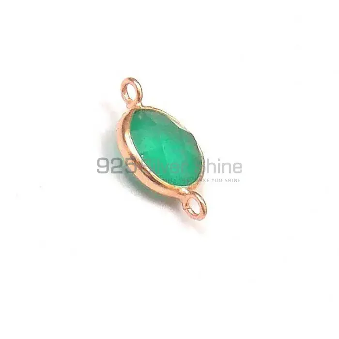 Green Onyx Round Gemstone Double Bail Bezel Sterling Silver Gold Vermeil Gemstone Connector 925GC350_1