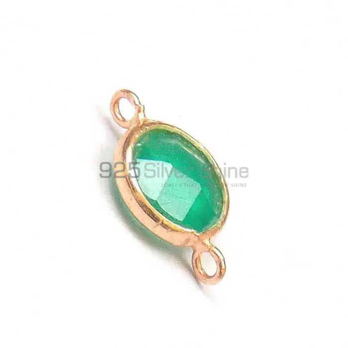 Green Onyx Round Gemstone Double Bail Bezel Sterling Silver Gold Vermeil Gemstone Connector 925GC350_3