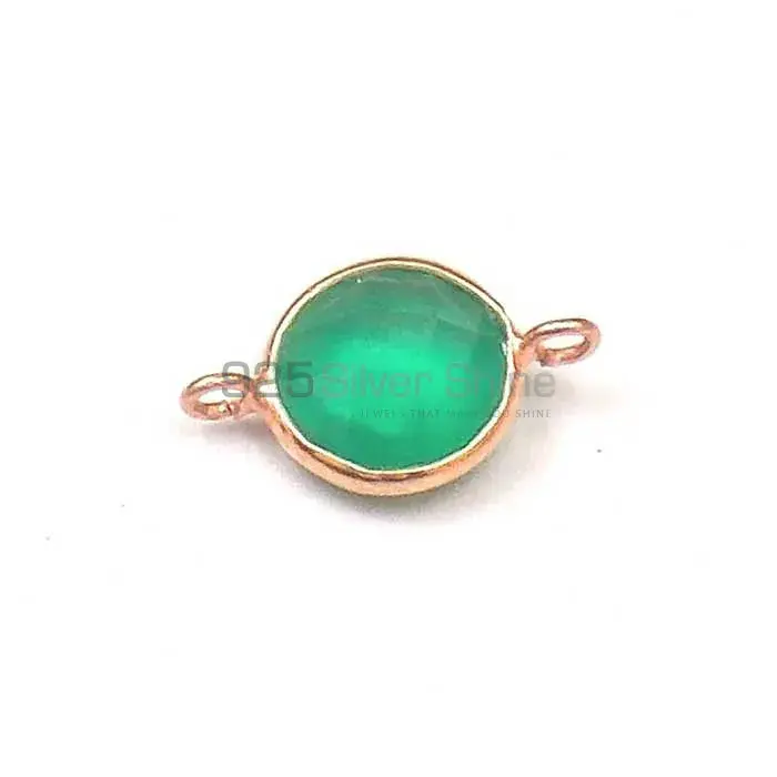 Green Onyx Round Gemstone Double Bail Bezel Sterling Silver Gold Vermeil Gemstone Connector 925GC350_4