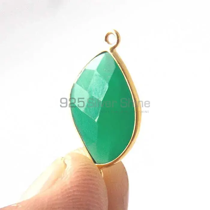 Green Onyx S Shape Gemstone Double Bail Bezel Sterling Silver Gold Vermeil Gemstone Connector 925GC349_0