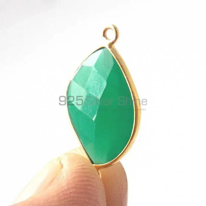 Green Onyx S Shape Gemstone Double Bail Bezel Sterling Silver Gold Vermeil Gemstone Connector 925GC349_1