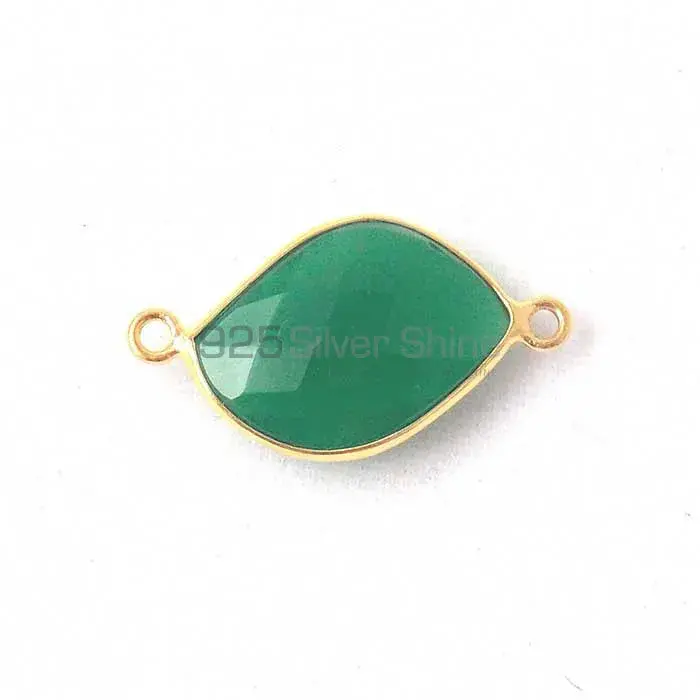 Green Onyx S Shape Gemstone Double Bail Bezel Sterling Silver Gold Vermeil Gemstone Connector 925GC349_2